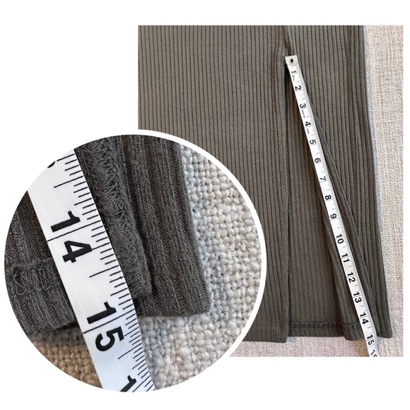ABERCROMBIE AND FITCH Olive Midi Ribbed Skirt Long Side Slit Pencil Sleek Wmn S - Picture 13 of 14
